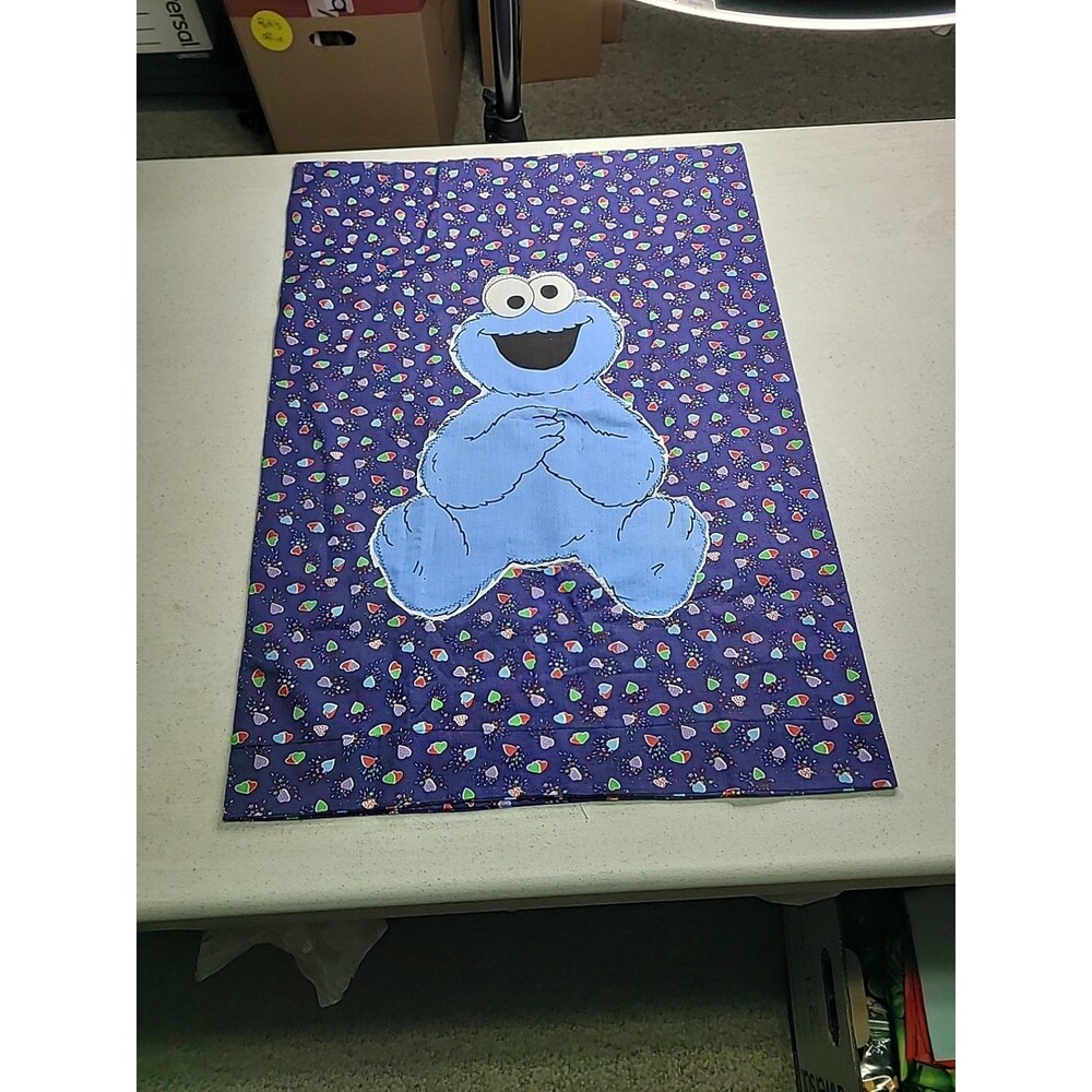 Vintage Sesame Street  Cookie Monster Pillowcase   80s  Handmade Size 26" X 19"
